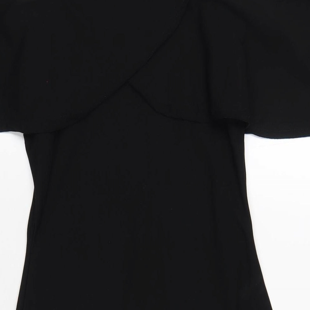 Boohoo Womens Black Polyester Bodycon Size 8 Square Neck Pullover