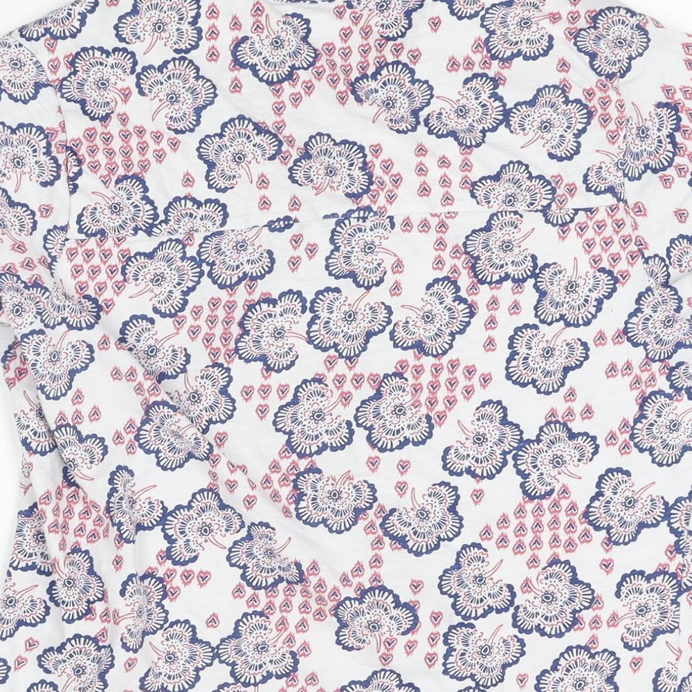 Isle Womens White Floral Cotton Basic Button-Up Size 14 Collared