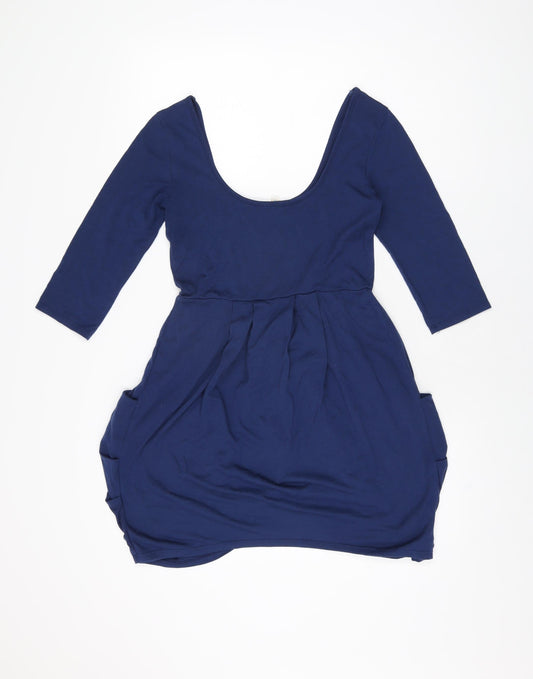 Silence + Noise Womens Blue Rayon Mini Size M Scoop Neck Pullover