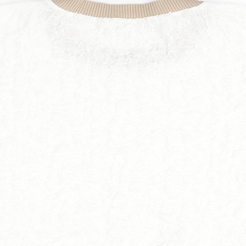 Womens UK Size M Gallery White Basic T-Shirt