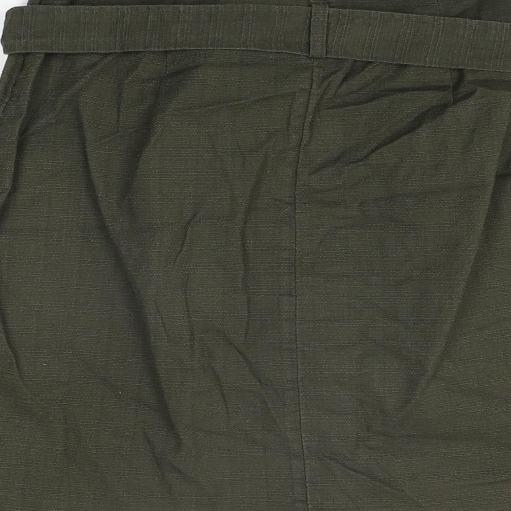 Oasis Womens Green Cotton Mini Skirt Size 8 Button