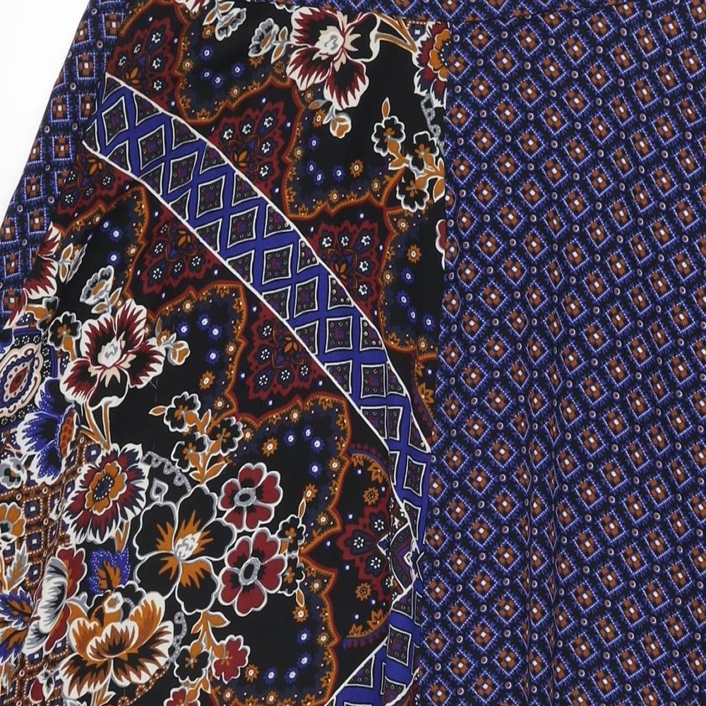 Marks and Spencer Womens Multicoloured Geometric Polyester Swing Skirt Size 12 Zip