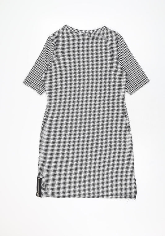 Lipsy Womens Grey Houndstooth Polyester Shift Size 10 Round Neck Pullover
