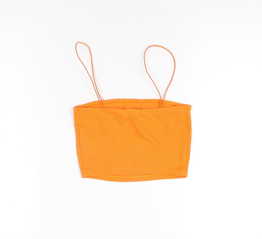 Womens UK Size 8 New Look Orange Cropped T-Shirt