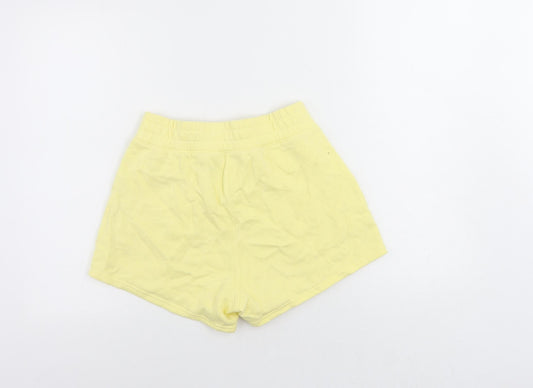 Hollister Womens Yellow Cotton Sweat Shorts Size S L4 in Regular - Elastic Waist