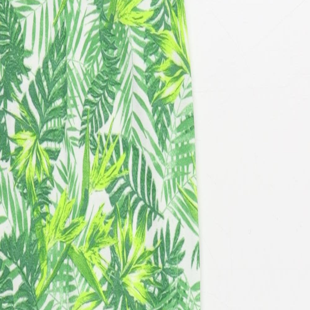 Boohoo Womens Green Geometric Polyester Maxi Size 6 V-Neck Pullover