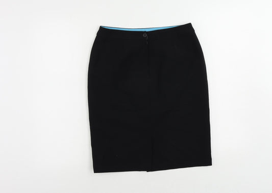 Dorothy Perkins Womens Black Polyester Straight & Pencil Skirt Size 10 Zip - Vintage