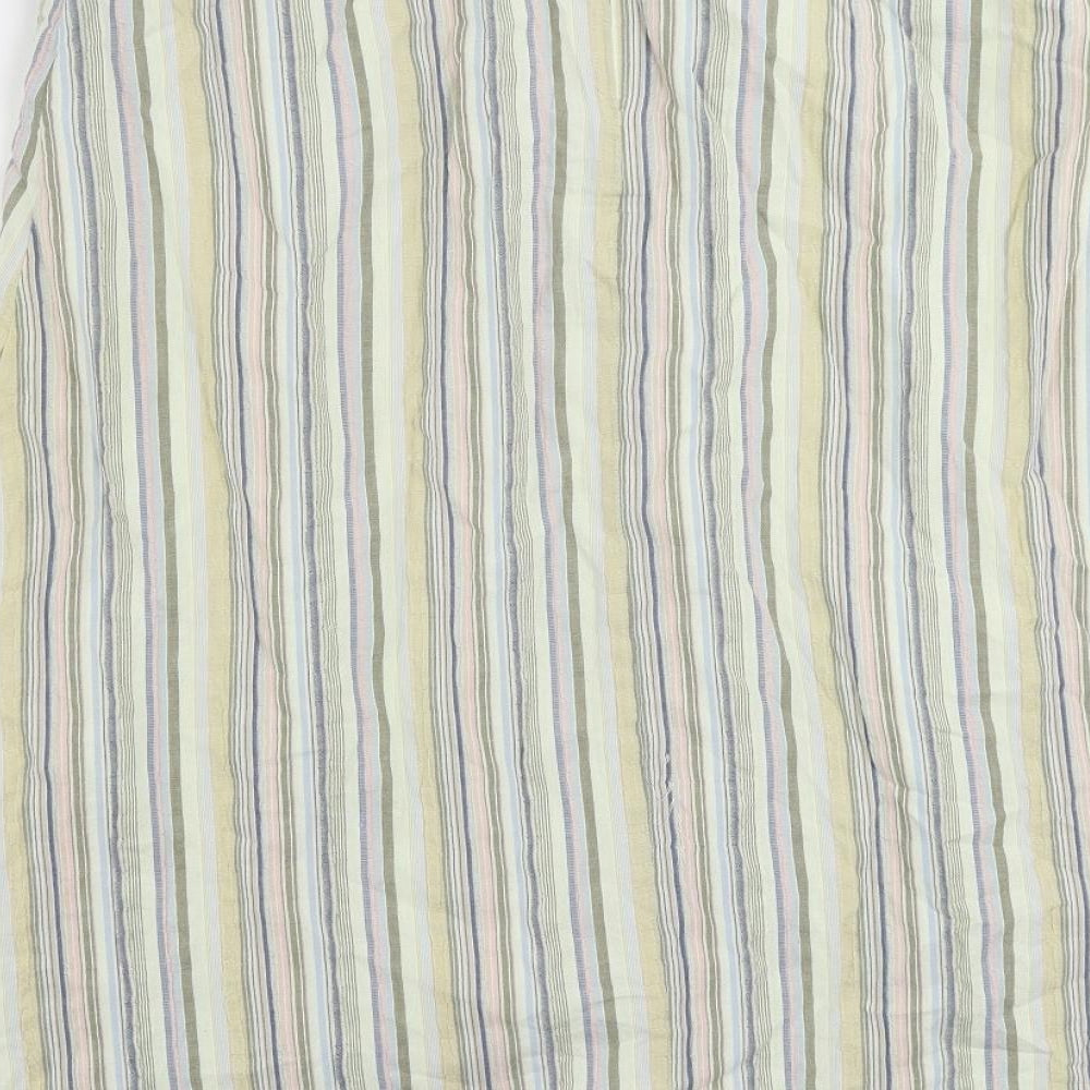 David Nieper Womens Multicoloured Striped Cotton A-Line Skirt Size 16 Zip - Vintage Elastic Waist