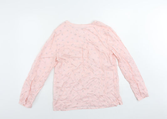 Bonmarché Womens Pink Floral Modal Basic Blouse Size 10 V-Neck