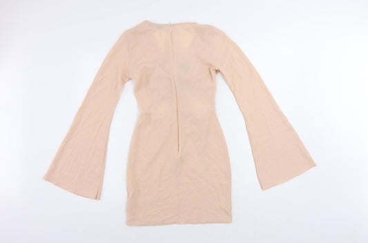 Edge Street Womens Pink Polyester Mini Size 8 V-Neck Zip - Cut Out