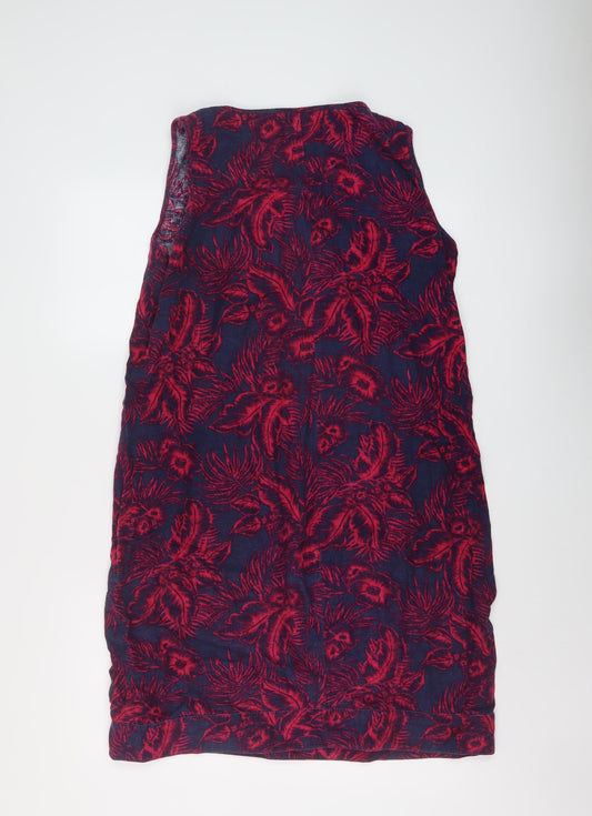 NEXT Womens Pink Geometric Linen Trapeze & Swing Size 12 V-Neck Pullover