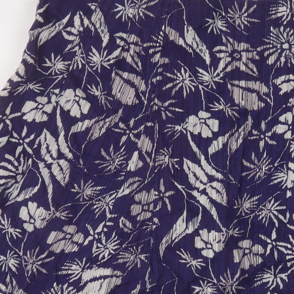 Maine Womens Blue Geometric Linen A-Line Skirt Size 12 Zip