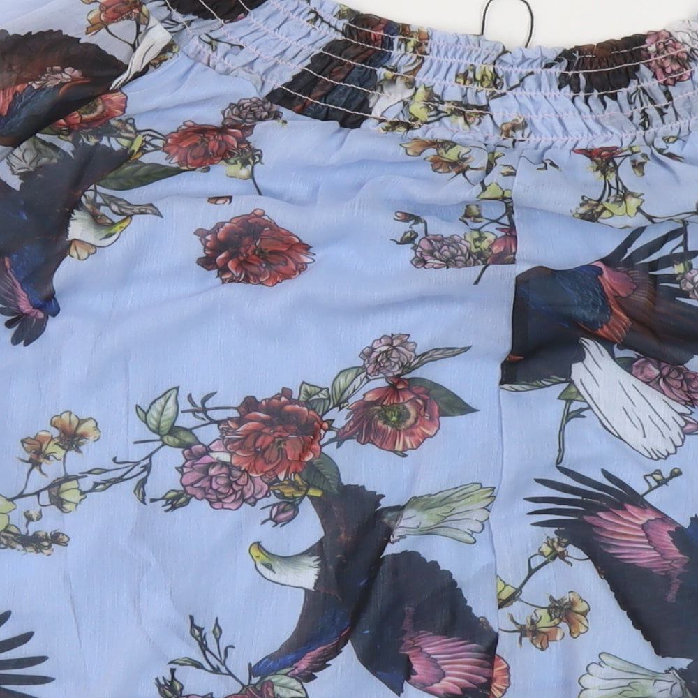 Womens UK Size One Size Fox Blue Basic Blouse