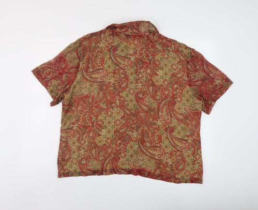 Orvis Womens Red Geometric Polyester Basic Blouse Size 20 Collared