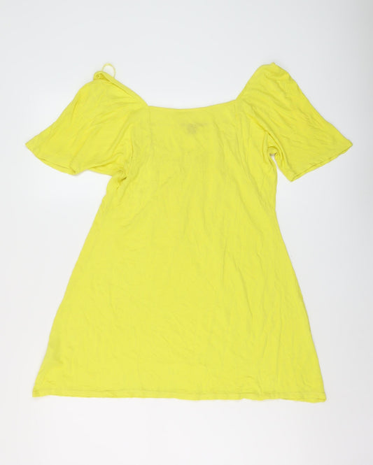 Womens UK Size 10 Monsoon Yellow Basic T-Shirt
