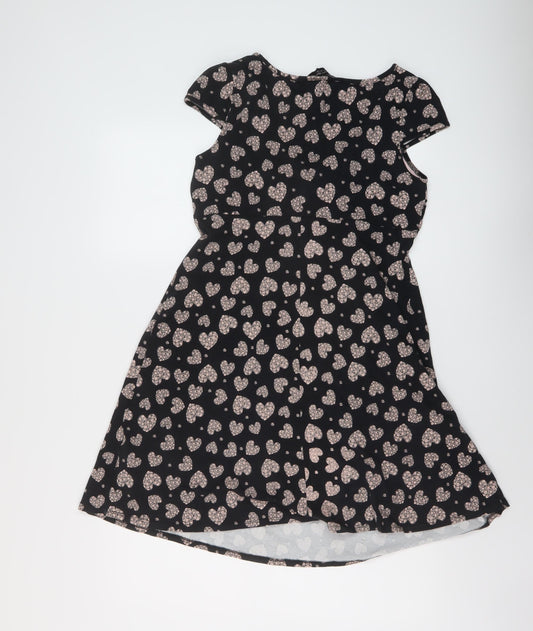 Dorothy Perkins Womens Beige Geometric Cotton A-Line Size 14 V-Neck Pullover