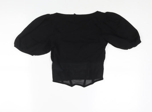 Womens UK Size 6 ASOS Black Cropped Blouse