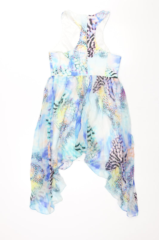Forever New Womens Multicoloured Geometric Polyester Fit & Flare Size 8 Round Neck Zip