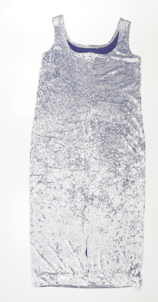 AMARANTO Womens Silver Polyester Maxi Size 18 Scoop Neck Pullover - Vented