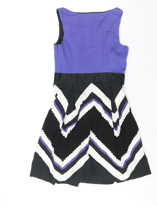 Coast Womens Multicoloured Cotton Shift Size 12 Scoop Neck Zip - Geometric Print