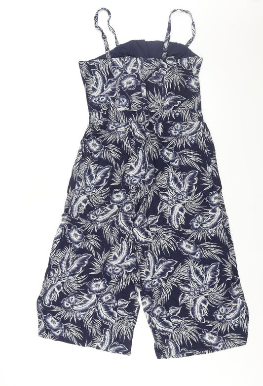 NEXT Womens Blue Geometric Polyester Jumpsuit One-Piece Size 10 L17 in Zip - Plant Print