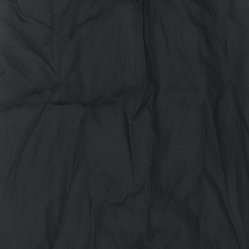 The Leaf Closet Womens Black Polyester Shift Size S V-Neck Button