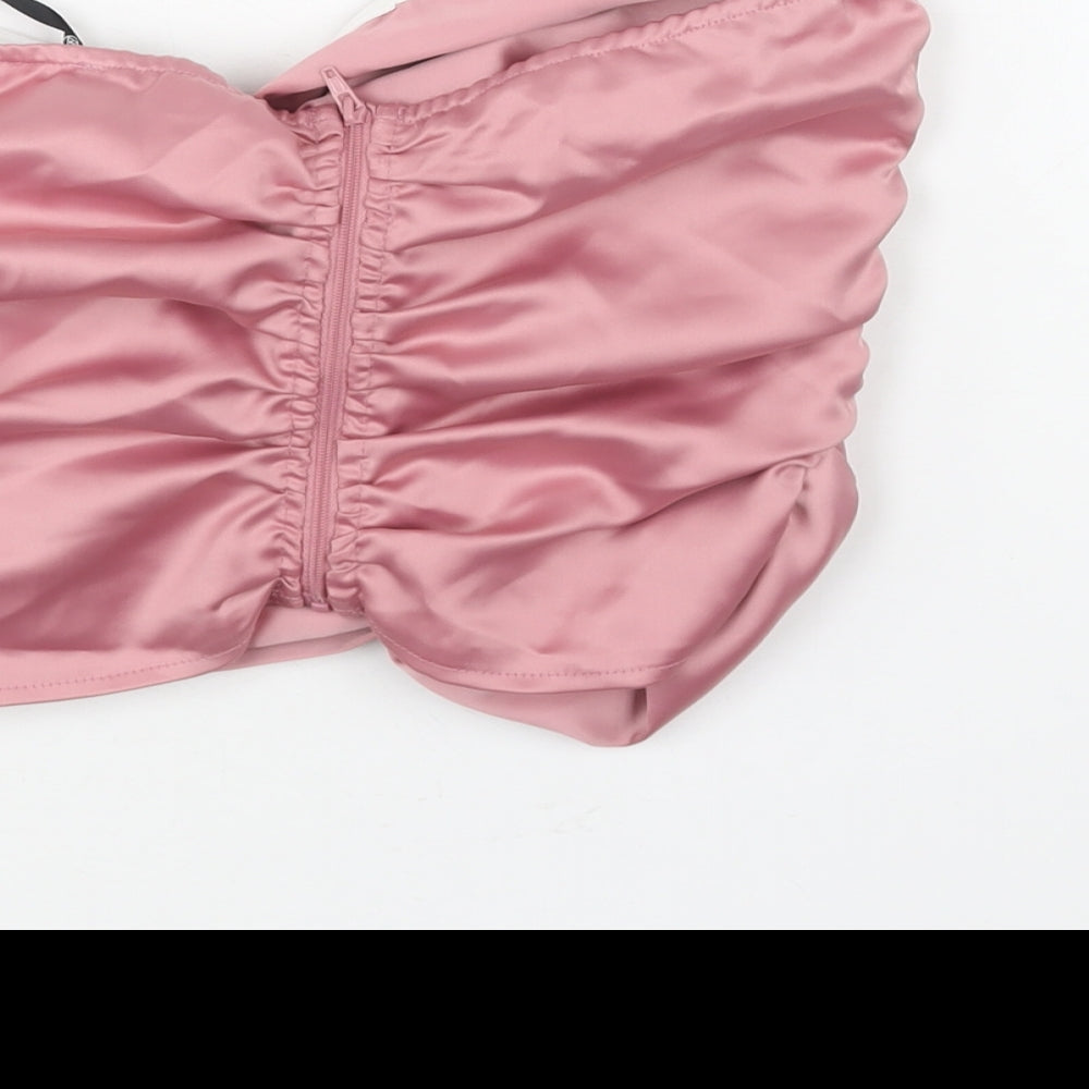 Womens UK Size 8 Missguided Pink Cropped Blouse