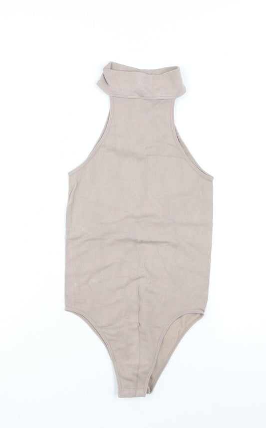 Womens UK Size M Zara Beige Bodysuit One-Piece