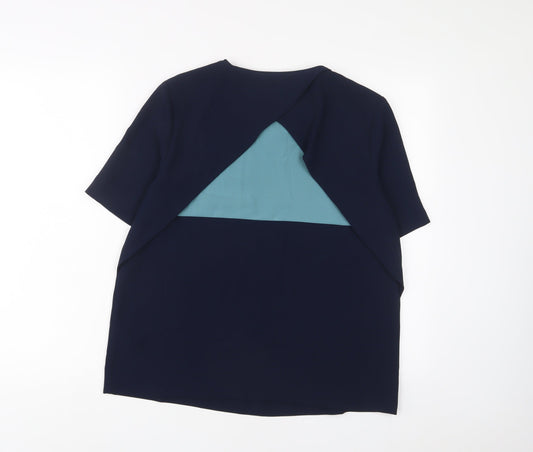 Autograph Womens Blue Polyester Basic T-Shirt Size 10 Crew Neck