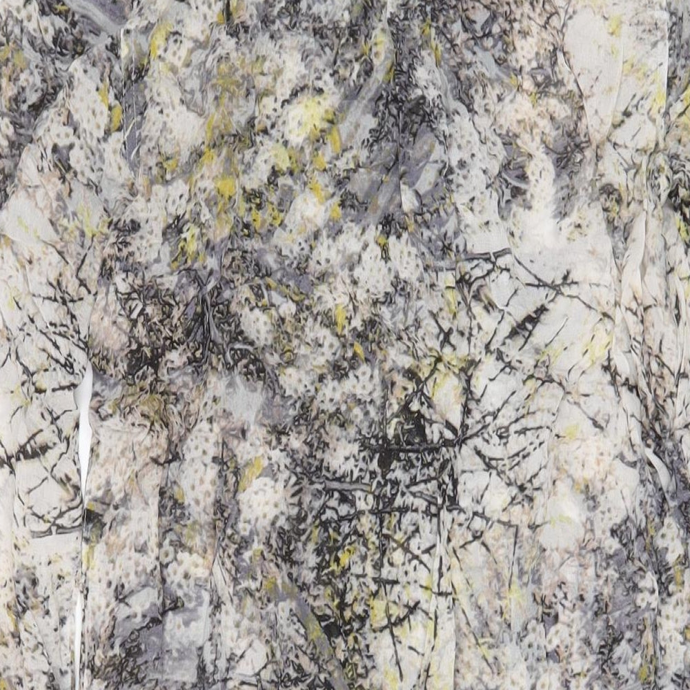 NEXT Womens Grey Geometric Viscose A-Line Size 12 Crew Neck Button