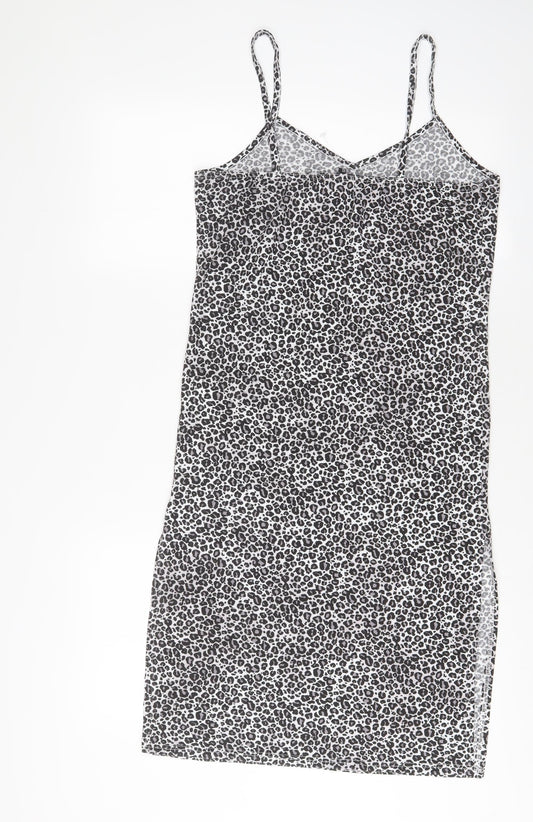 Per Una Womens Grey Animal Print Polyester A-Line Size 10 V-Neck Pullover