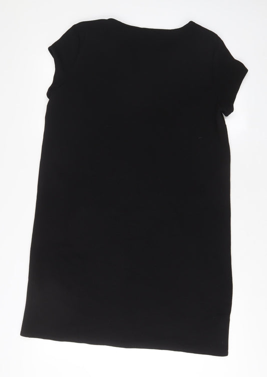 Yessica Womens Black Polyester A-Line Size 14 V-Neck Pullover