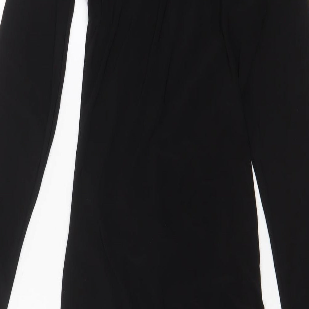 Boohoo Womens Black Polyester Bodycon Size 8 V-Neck Pullover