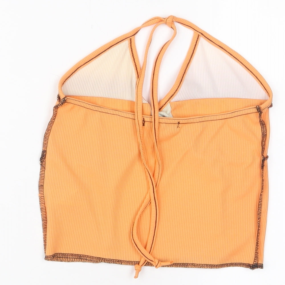 PRETTYLITTLETHING Womens Orange Polyester Cropped Tank Size 8 Halter