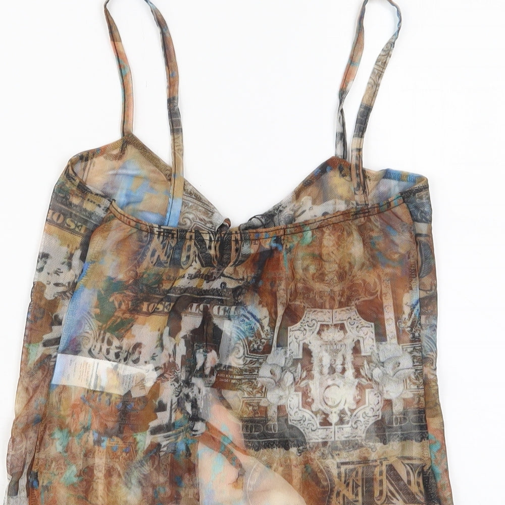 Womens UK Size 10 PRETTYLITTLETHING Gold Cropped Tank