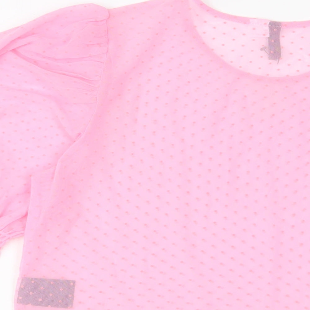 Womens UK Size M H&M Pink Basic T-Shirt