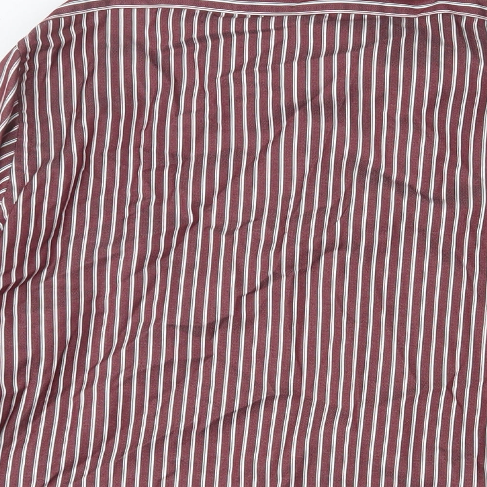 Marks and Spencer Mens Purple Striped Cotton Button-Up Size 2XL Collared Button