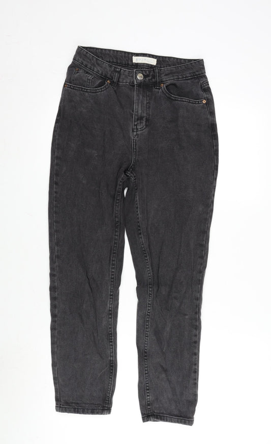 Additional front view of Denim & Co. women’s grey cotton straight jeans, size UK 6, 25-inch leg regular zip