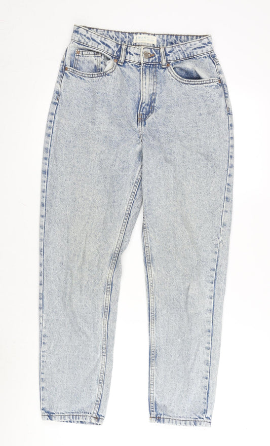Additional front view of Denim & Co. women’s blue cotton tapered jeans, size UK 8, 27-inch leg regular zip