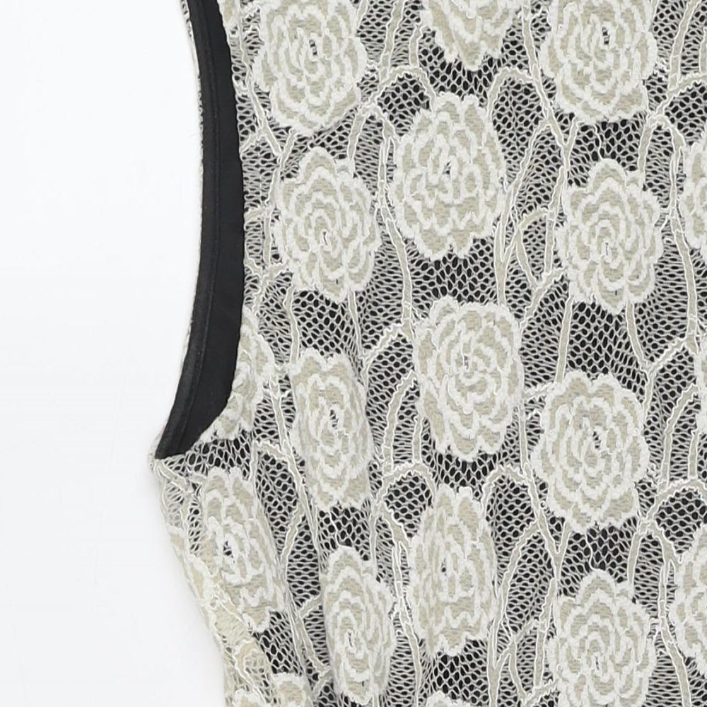 Mela London Womens Ivory Polyester A-Line Size 8 Round Neck Pullover