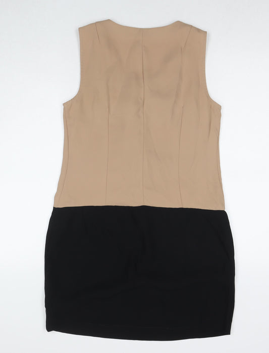 Gap Womens Brown Colourblock Polyester A-Line Size 10 Scoop Neck Pullover