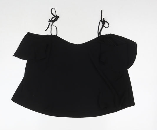 Womens UK Size 10 Topshop Black Basic T-Shirt