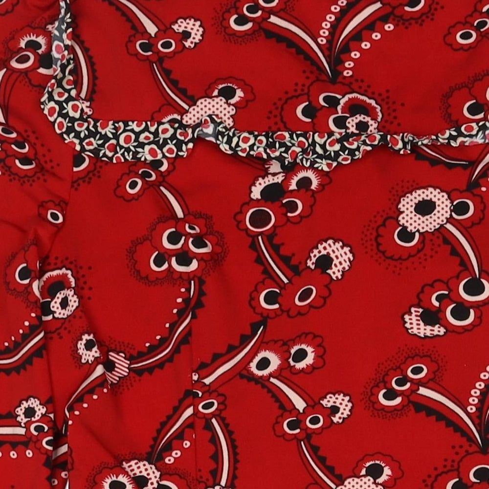 NEXT Womens Red Geometric Polyester A-Line Size 8 Round Neck Pullover