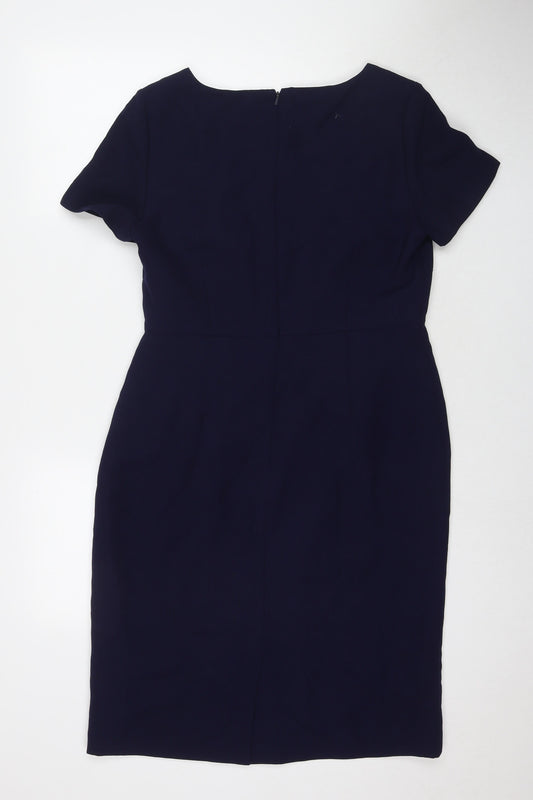 Kaleidoscope Womens Blue Polyester A-Line Size 14 Square Neck Zip