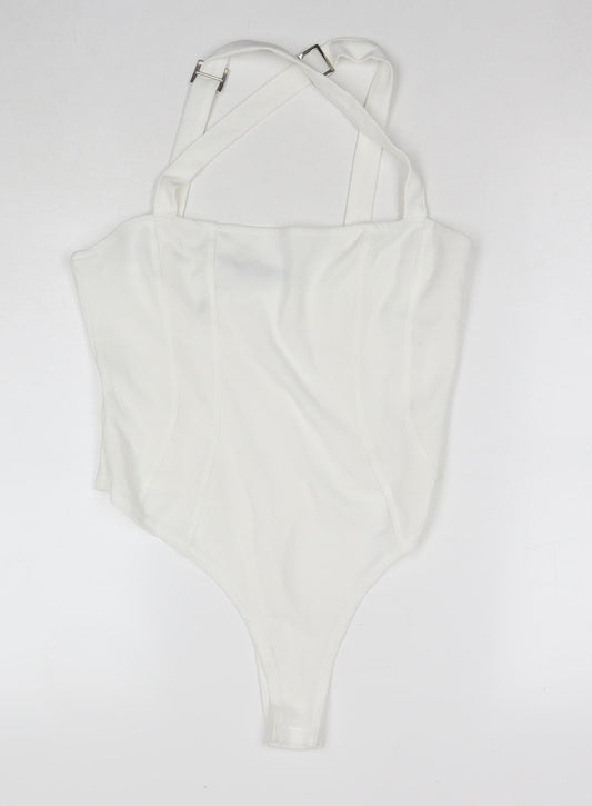 Womens UK Size 12 Boohoo One-Piece White Bodysuit
