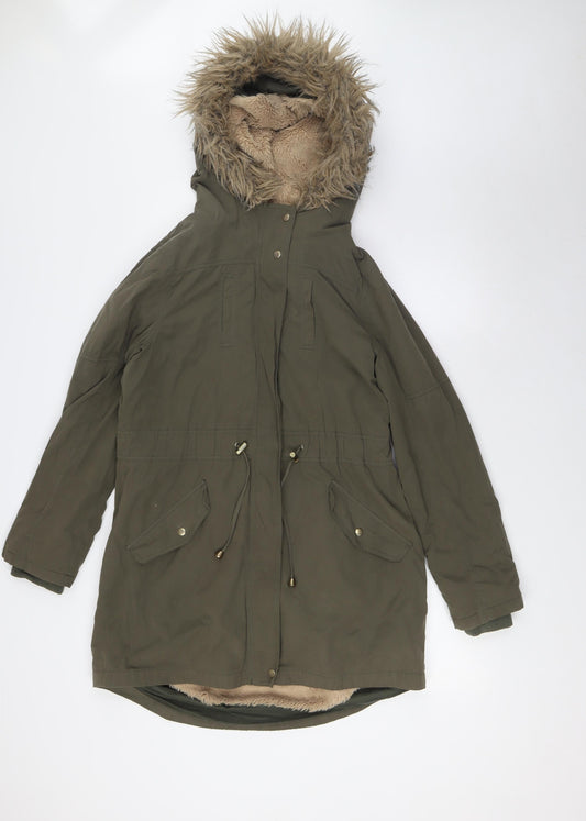 Womens UK Size S Oasis Green Parka Coat