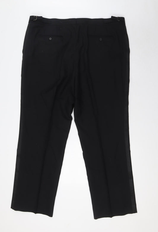 Daniel Grahame Mens Black Polyester Trousers Size 42 in L30 in Regular Zip - Tuxedo