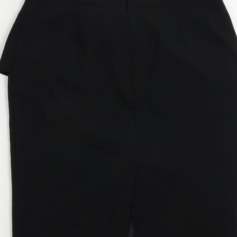 Dorothy Perkins Womens Black Polyester Straight & Pencil Skirt Size 10 Zip - Ruffle