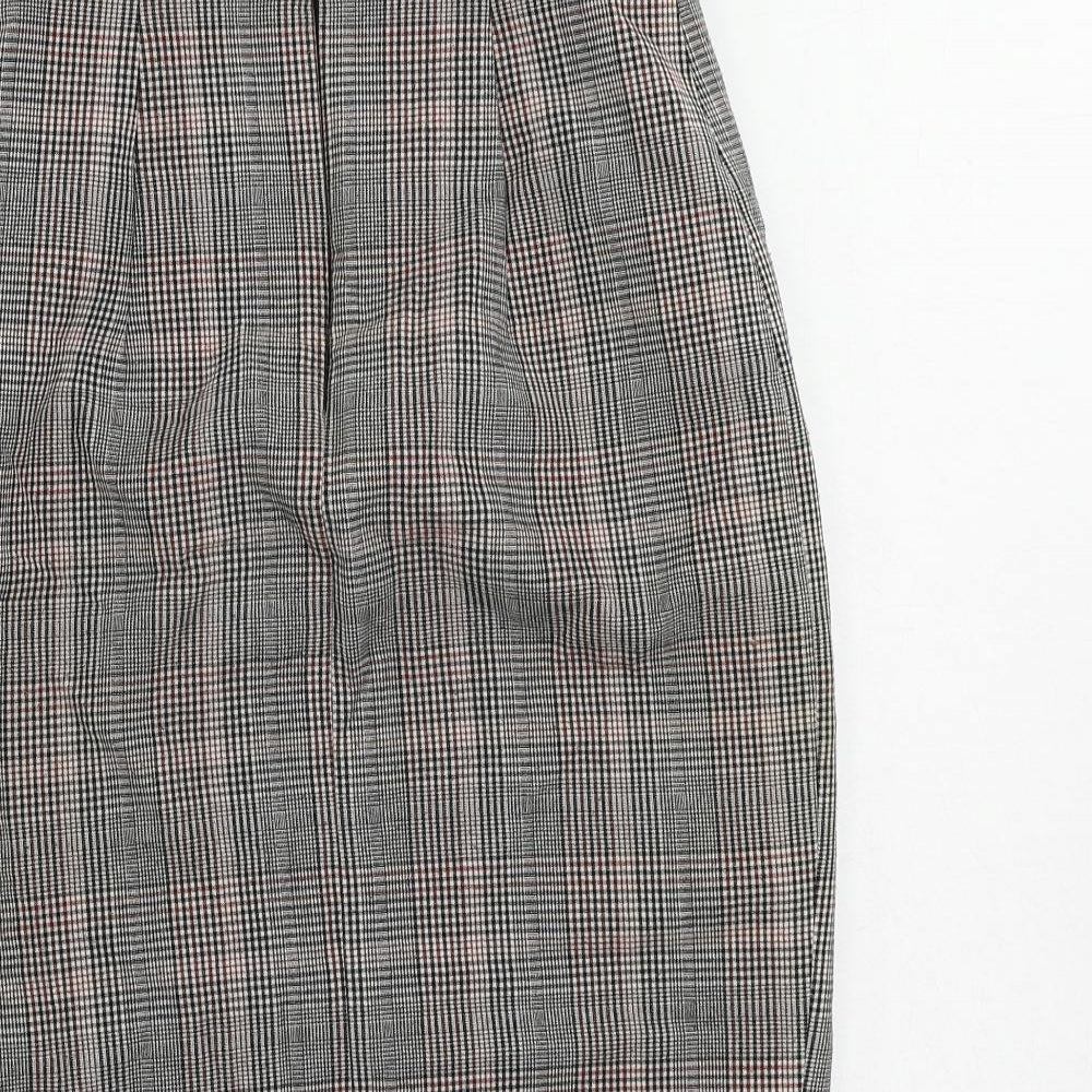 H&M Womens Grey Plaid Polyester Straight & Pencil Skirt Size 6 Zip