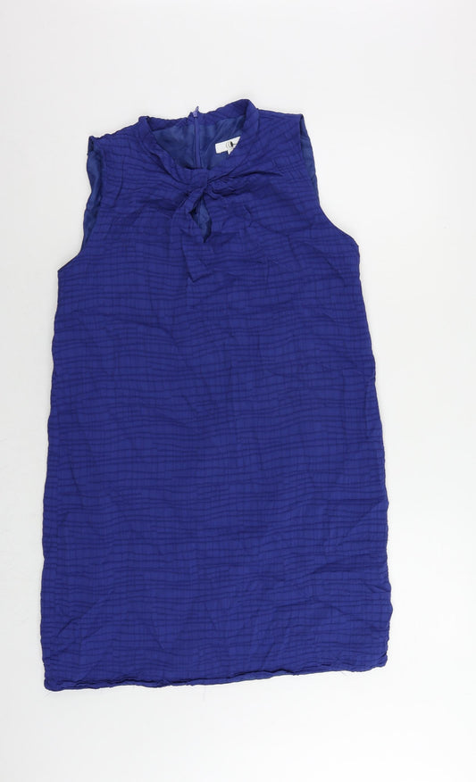 Country Casuals Womens Blue Polyester Shift Size 16 Round Neck Zip - Lined